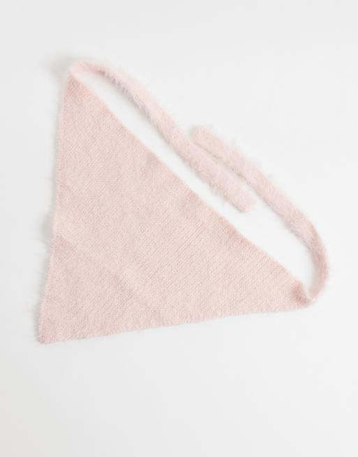 Kaiia exclusive tie knitted headscarf in light pink, 3 of 3