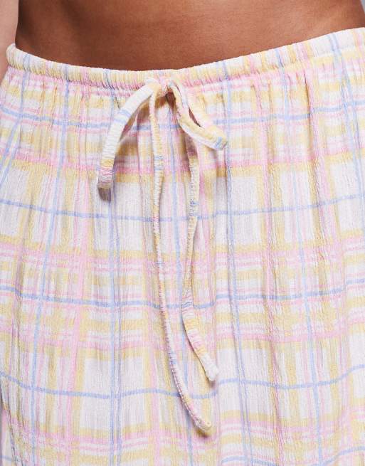 Kaiia exclusive tie waist textured maxi skirt in multicolor plaid - part of a set , 3 of 5