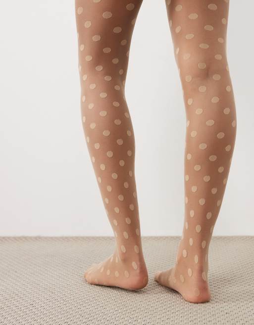 Kaiia – Exclusive – Transparente Strumpfhose in Beige mit Polka Dots, 3 von 3