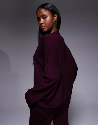 Kaiia Exclusive V-front Button Through Knit Relaxed Longline Cardigan In Red