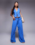 [Kaiia] Kaiia exclusive wide leg drawstring waist pants in cobalt blue (part of a set) 4 Cobalt blue