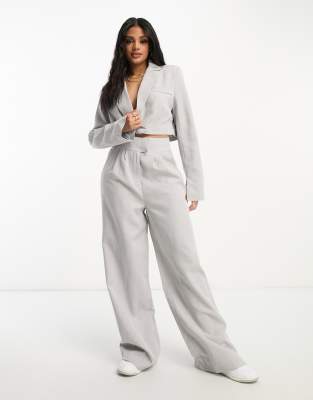 Kaiia exclusive wide leg pants in gray - part of a set  