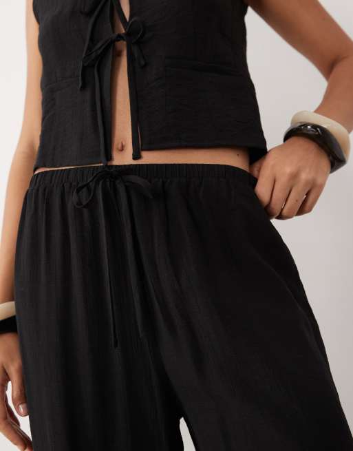 Kaiia exclusive wide leg pants with linen in black (part of a set), 5 of 5