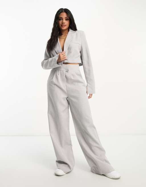 Kaiia exclusive wide leg trouser co-ord in grey  