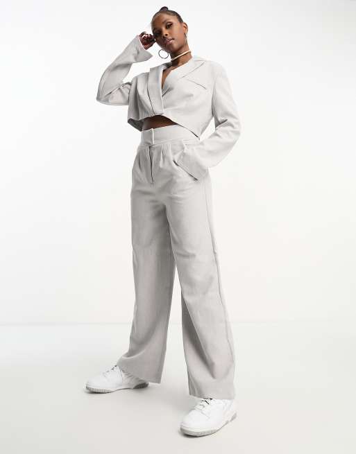 Kaiia - Exclusives - Broek met wijde pijpen in grijs, deel van co-ord set  , 2 van 4