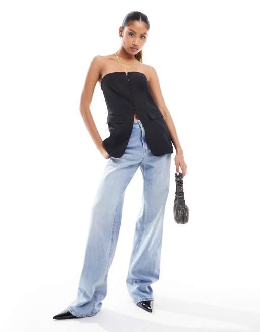 Kaiia - Exclusives - Elegante bandeau-top met split aan de voorkant in zwart , 4 van 4