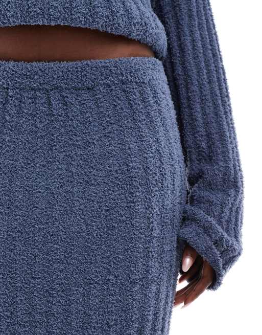 Kaiia - Exclusives - Gebreide bouclé maxi kokerrok in blauw, deel van co-ord set, 3 van 5
