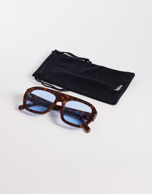 Kaiia - Exclusives - Grote pilotenzonnebril met blauwe glazen in bruin tortoise, 3 van 3