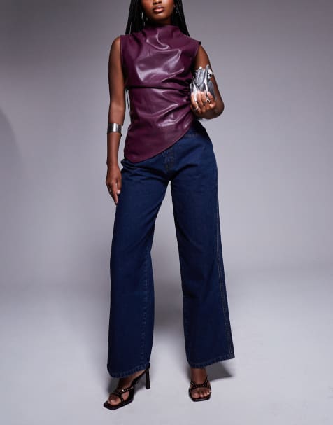 Kaiia - Exclusives - Katoenrijke jeans met wijde pijpen in indigo wassing - view 1