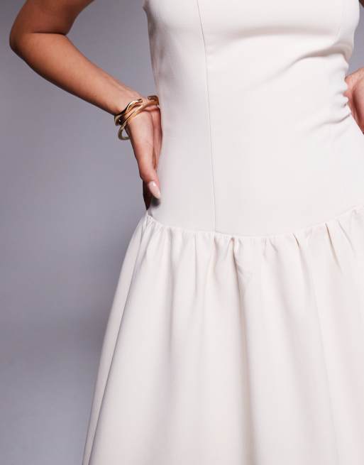 Kaiia - Exclusives - Maxi bandeau-jurk met structuur, verlaagde taille en geplooide rok in crème, 2 van 4