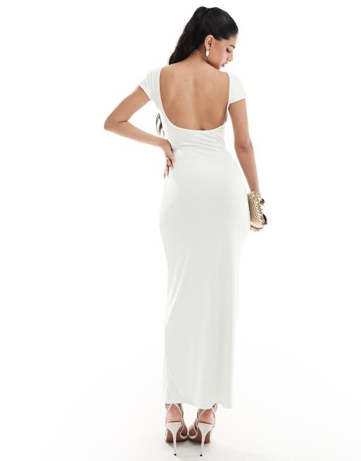 Kaiia - Exclusives - Maxi jurk van gladde stof met lage achterkant in wit , 2 van 4