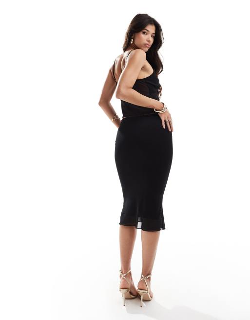 Kaiia - Exclusives - Midi rok van mesh met roosje in zwart, deel van co-ord set  , 4 van 5