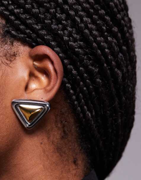 Kaiia - Exclusives - Roestvrijstalen driehoekige oorbellen in gemengd metaal - view 1