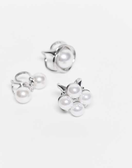 Kaiia - Exclusives - Set van 3 brede ringen met parels in zilver, 3 van 3
