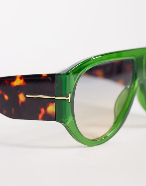 Kaiia - Exclusives - Stevige pilotenzonnebril in tortoise en groen, 2 van 3