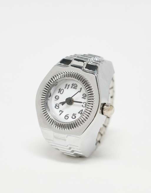 Kaiia - Exclusivité - Bague en acier inoxydable avec montre - Argenté et blanc
