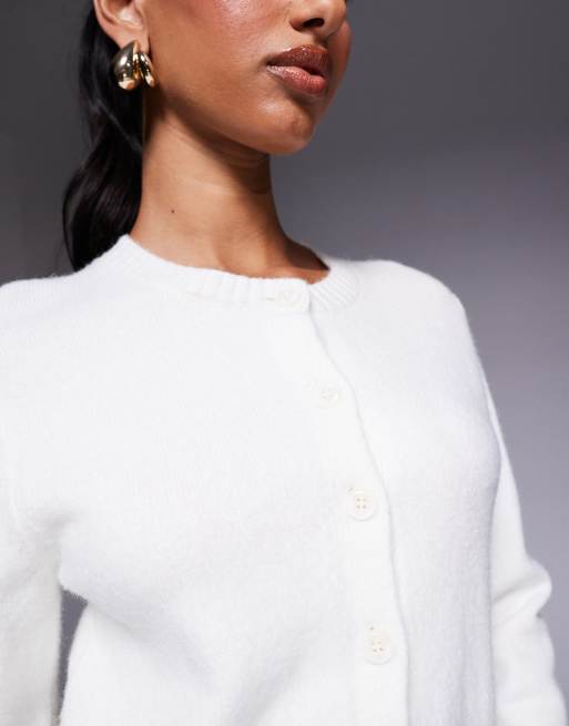 Kaiia - Exclusivité - Gilet boutonné à ourlet côtelé - Crème, 4 de 4