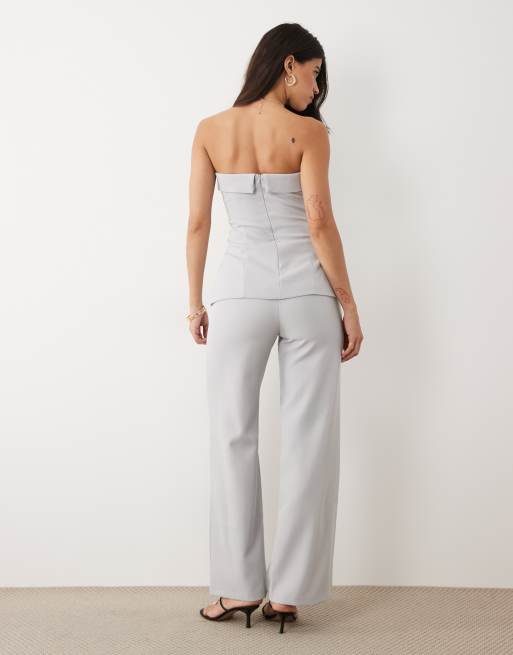 Kaiia - Exclusivité - Pantalon droit d'ensemble ajusté - Gris clair, 2 de 5