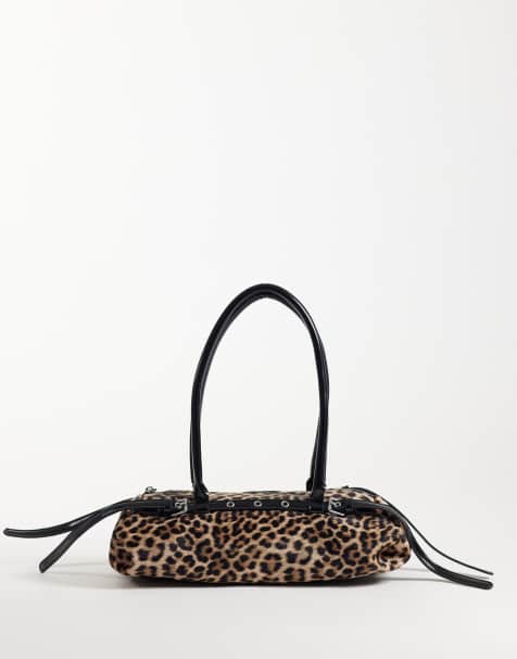 Kaiia exclusivité sac porté épaule façon tonneau avec détail boucle années 90, imprimé léopard - view 1