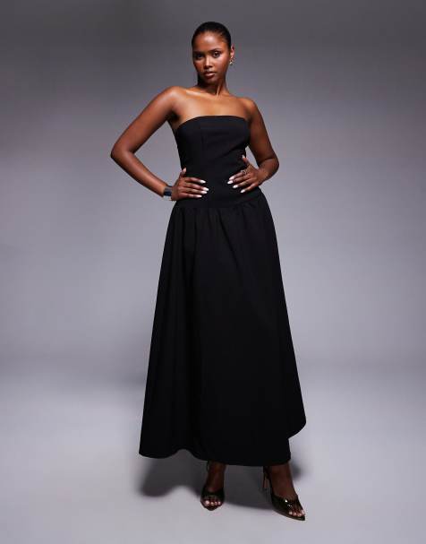 Kaiia Exklusiv – Exclusive – Trägerloses Maxikleid in Schwarz mit Strukturdesign, tiefer Taille und gerafftem Rock - view 1