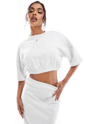 Kaiia - Exklusiv - Kurzes Oversize-T-Shirt in Grau, Kombiteil