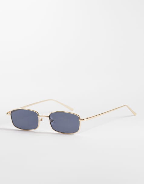 Kaiia – Exklusiv – Rechteckige Sonnenbrille in Gold und Schwarz mit schwarzen Gläsern - view 1