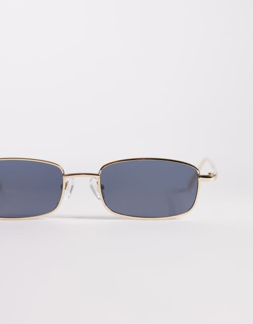 Kaiia – Exklusiv – Rechteckige Sonnenbrille in Gold und Schwarz mit schwarzen Gläsern, 2 von 3