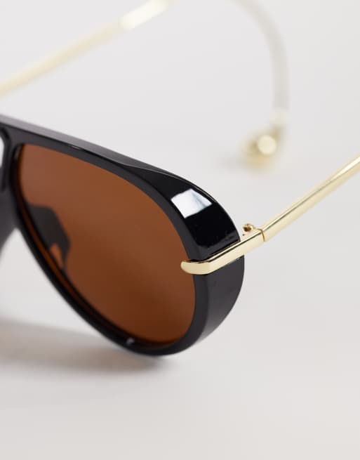 Kaiia – Exklusive, abgerundete Pilotensonnenbrille in Braun und Gold mit getönten Gläsern, 2 von 3
