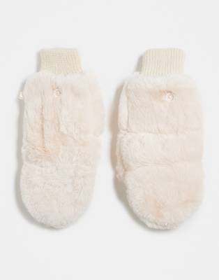 Kaiia - Exklusive Fäustlinge aus Kunstpelz in Cremeweiß