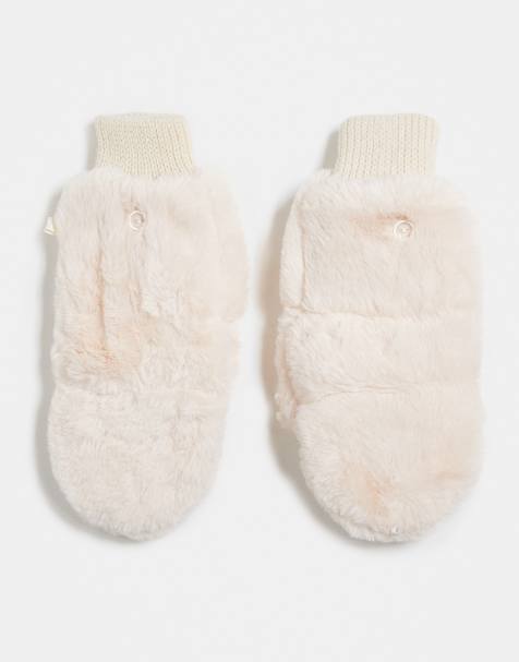 Kaiia – Exklusive Fäustlinge aus Kunstpelz in Cremeweiß - view 1