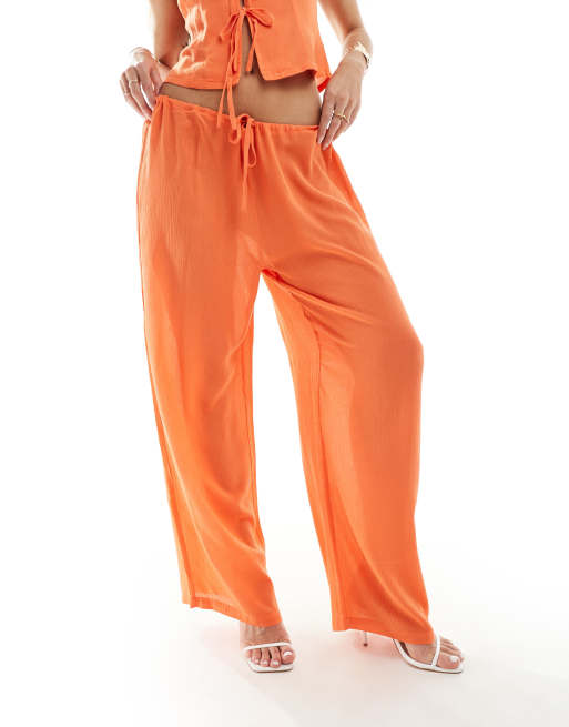 Kaiia – Exklusive Hose in Orange mit Kordelzugbund und weitem Bein, Kombiteil  , 4 von 5