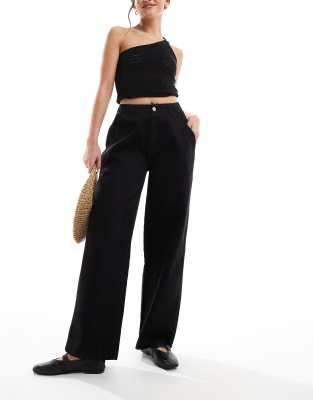 Kaiia - Exklusive Jeans in Schwarz mit weitem Bein