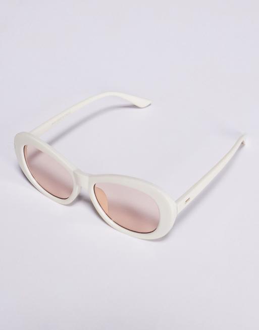 Kaiia – Exklusive, ovale Sonnenbrille mit breitem Gestell in Wollweiß, 2 von 3