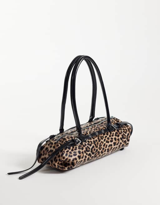 Kaiia exklusive Schultertasche in 90er-Jahre-Optik mit Schnallendetail und Leopardenmuster, 4 von 4