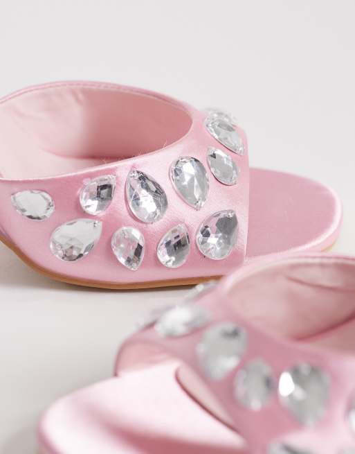 Kaiia – Exklusive, verzierte Satin-Sandaletten in Babyrosa mit Absatz, 4 von 4