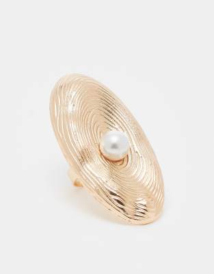 Thumbnail - Kaiia - Exklusiver, ovaler Ring in Gold mit Perlendetail-Goldfarben