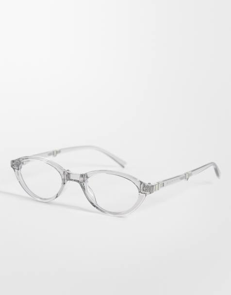 Kaiia – Exklusivt – Ljusgrå, ovala glasögon med genomskinliga glas - view 1