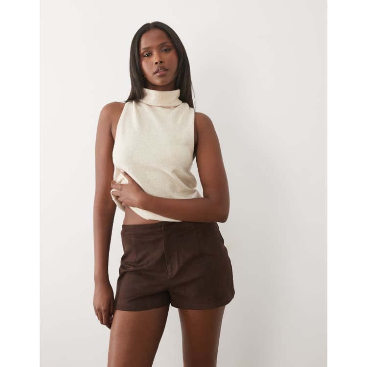 Kaiia faux suede micro shorts in chocolate | ASOS