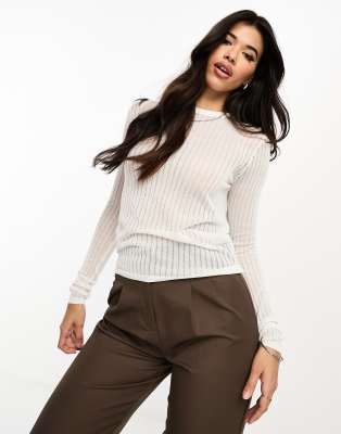 Kaiia fine knit sheer top in white - ASOS Price Checker