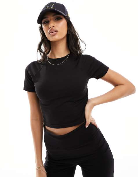 Kaiia fitted t-shirt co-ord in black - view 1