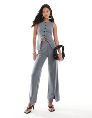 flared pants in charcoal - part of a set-Gray