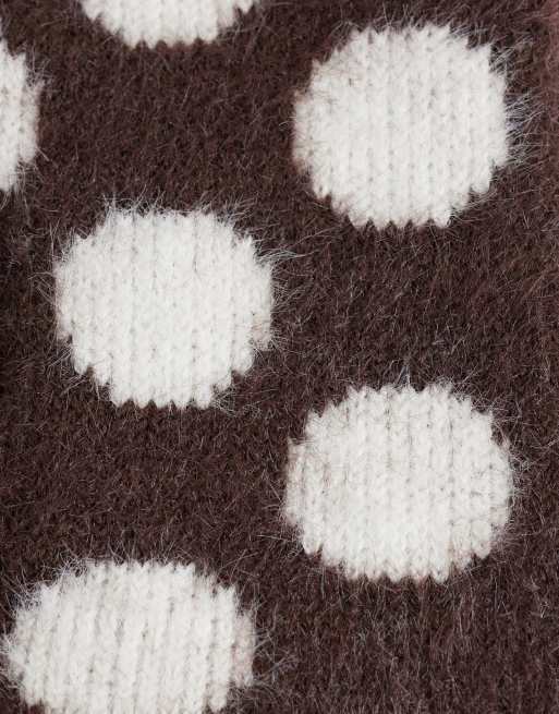 Kaiia gants duveteux exclusivité à pois marron et crème, 2 de 3