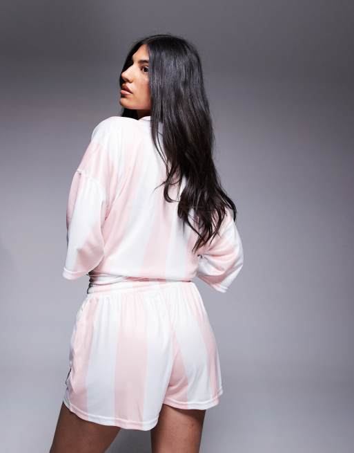 Kaiia - Gestreepte boxershort in roze en wit, deel van co-ord set, 4 van 5