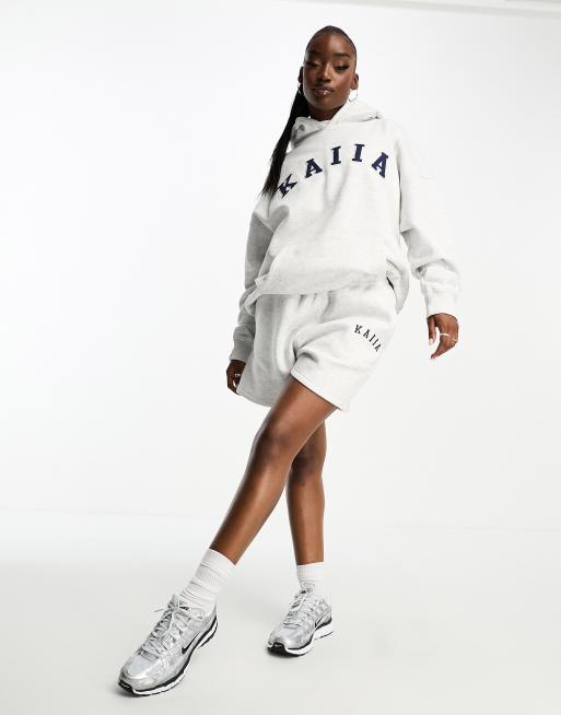 Kaiia – Gråmelerade sweatshorts med logga, del av set, 3 av 4