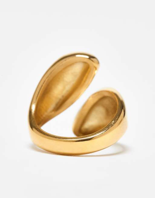 Kaiia – Guldfärgad, grov ring i rostfritt stål med omlottdesign, exklusivt hos ASOS, 3 av 3