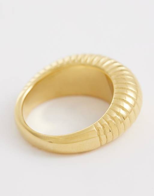Kaiia - Guldfarvet ribstrikket ring med hjertesten i rustfrit stål - Kun hos ASOS, 2 af 3