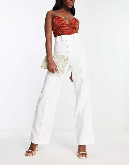 White High Waisted Wide Leg Pants