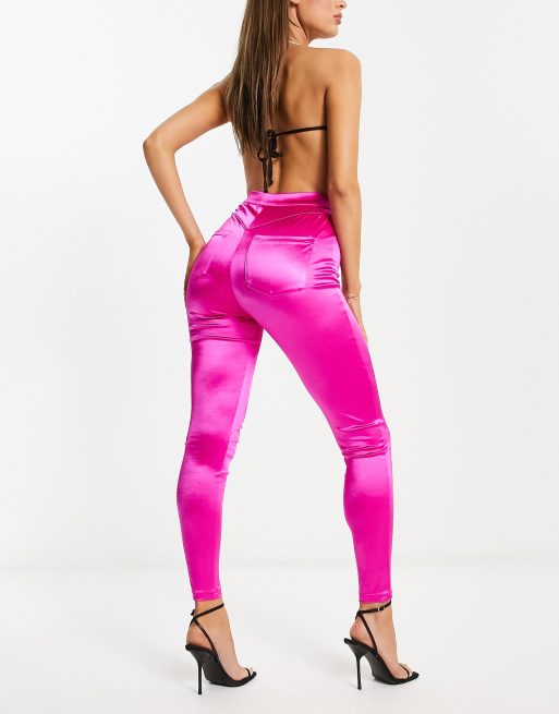 80s Disco Spandex Leggings, Neon Pink