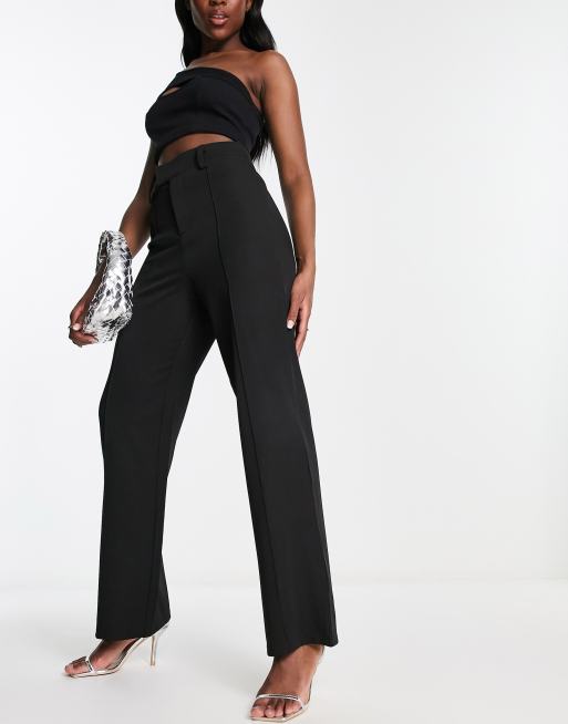 Kaiia high waisted seam detail wide leg pants in black, 4 of 4