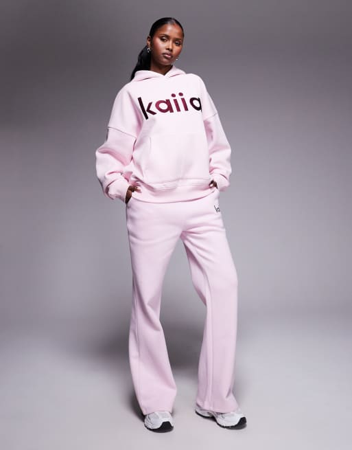 Kaiia hoodie and flared sweatpants set in pink